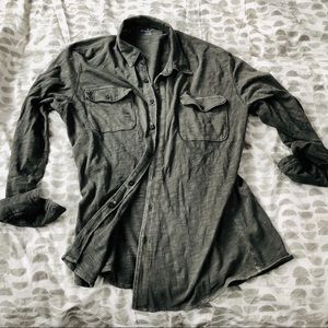 American Eagle Grey Jersey Slub Button Down
